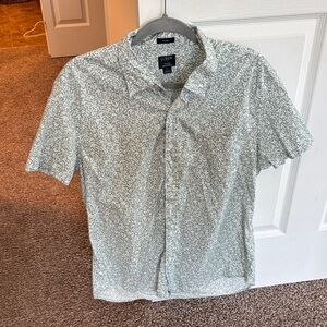 J. Crew Men's White and Green Floral Slim Shirt
